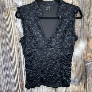 XOXO XL Lace Blouse Black Green